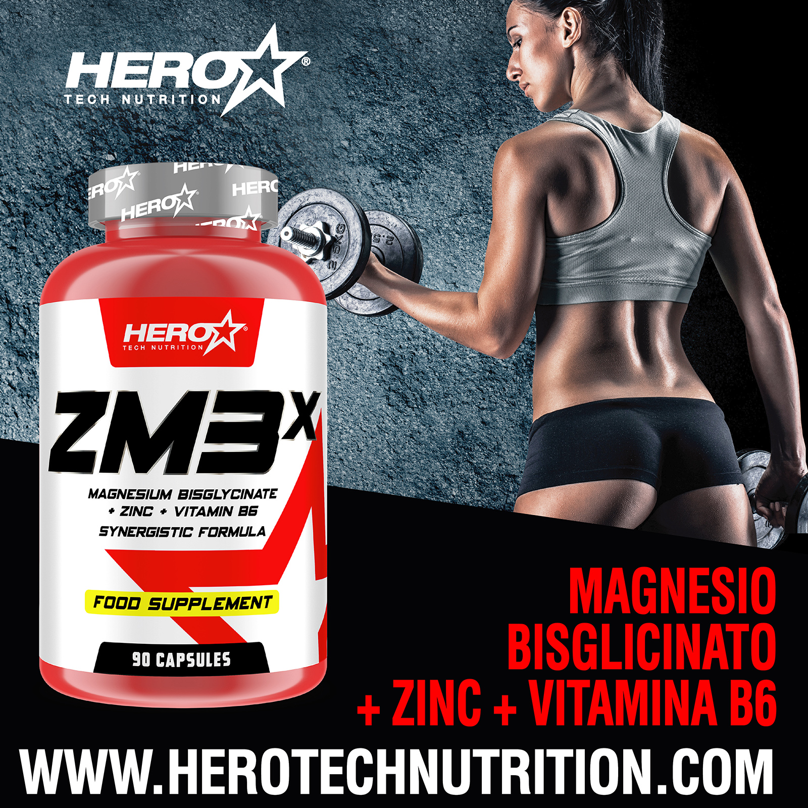 ZM3X ZINC MAGNESIO B6 HERO TECH NUTRITION herotechnutrition